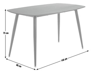 Oak effect table 140cm with modern metal frame