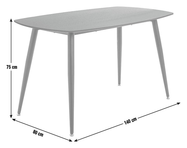 Oak effect table 140cm with modern metal frame