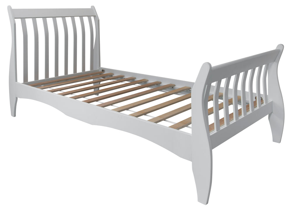 Single White Sleigh Bed