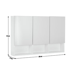 3 Door Mirrored Wall Cabinet - White 17143582
