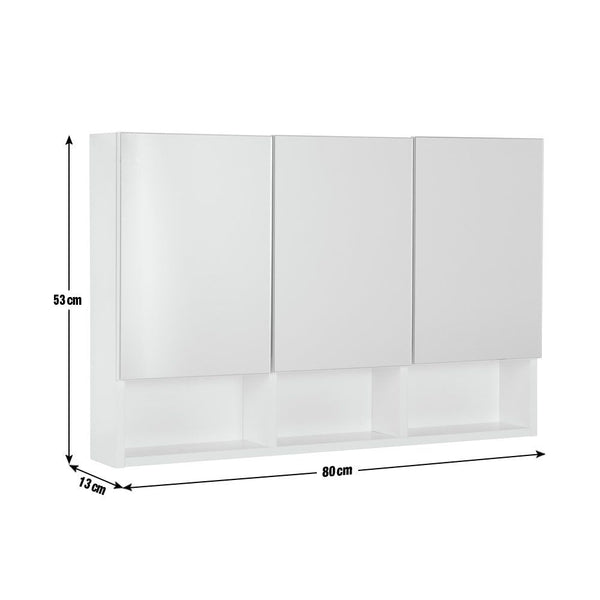 3 Door Mirrored Wall Cabinet - White 17143582
