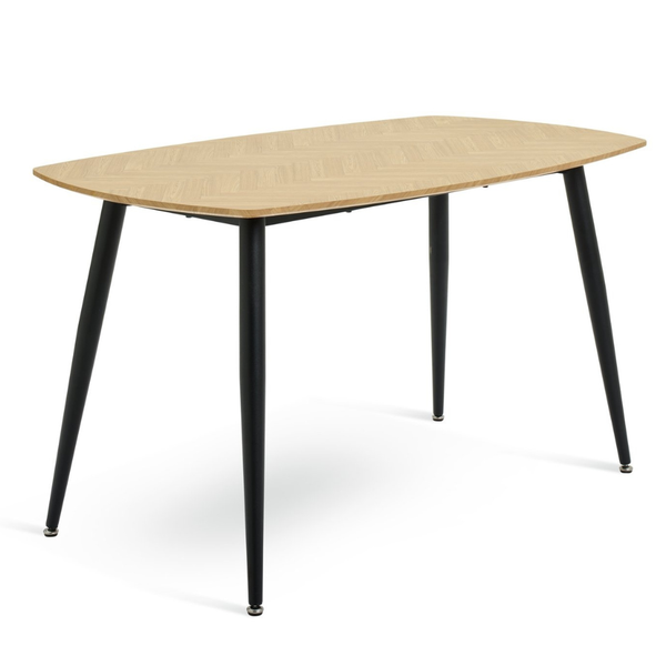 Cobin oak dining table with chevron wood effect top