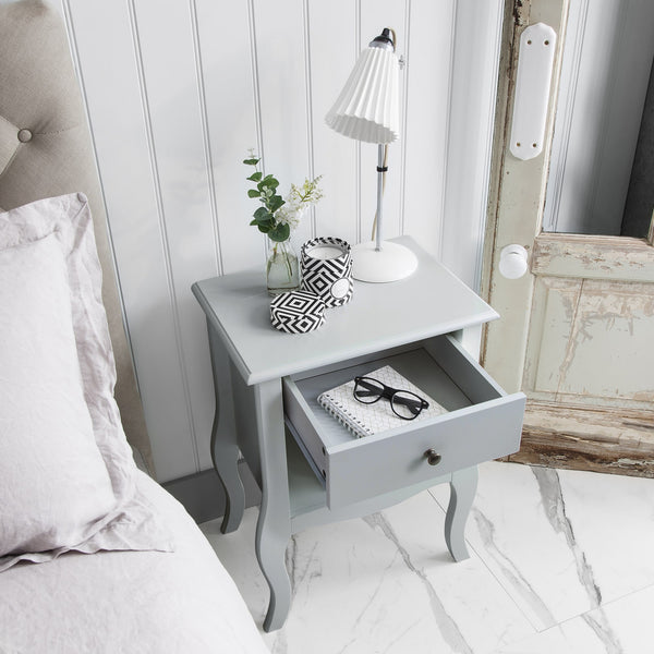 Grey 1 Drawer Bedside Table