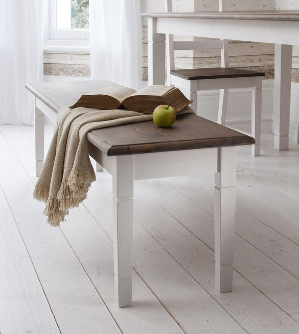 Canterbury Bench Medium - White & Dark Pine