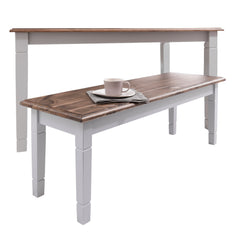 Bench for 180cm Long Table in White and Dark Pine