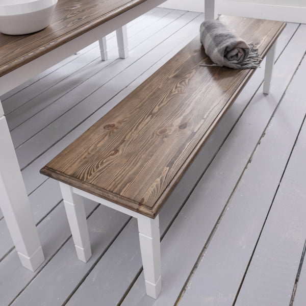 Canterbury Bench Medium - White & Dark Pine