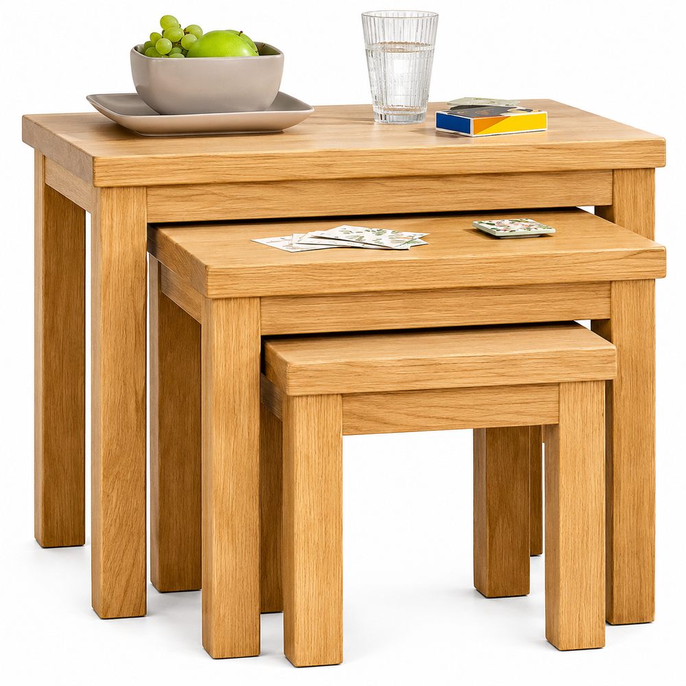 Gloucester Nest of 3 Solid Wood Tables - Natural 16091233