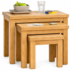 Gloucester Nest of 3 Solid Wood Tables - Natural 16091233