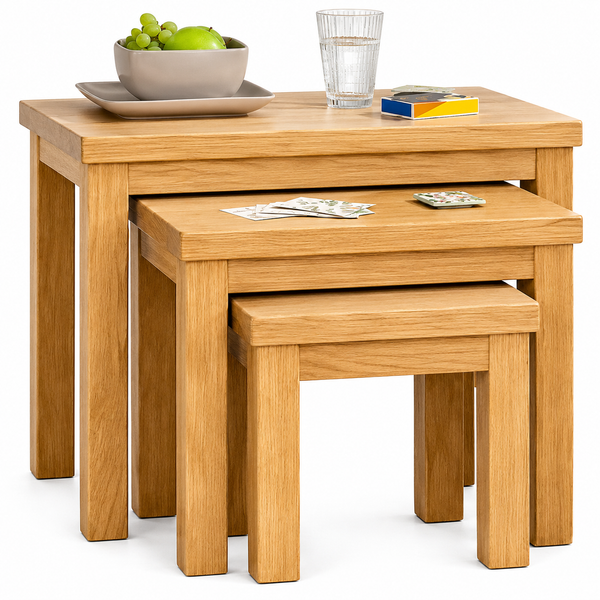 Gloucester Nest of 3 Solid Wood Tables - Natural 16091233