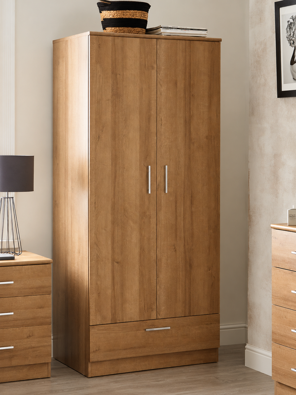 Panama 2 Door, 1 Drawer Wardrobe - grey T3XDH