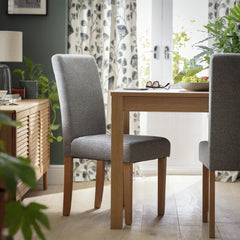 Pair of Tweed Fabric Dining Chairs - Grey 17359352