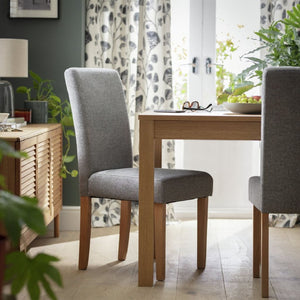 Pair of Tweed Fabric Dining Chairs - Grey 17359352