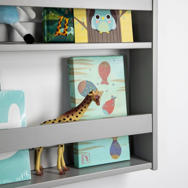 Hakan Display 4 Shelf Bookcase Wall Mounted - Grey
