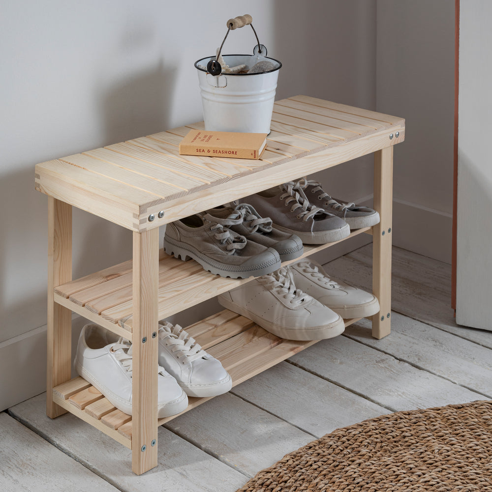 Shoe Rack Einar Small in Natural Pine