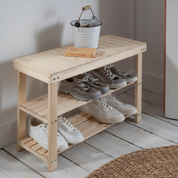 Shoe Rack Einar Small in Natural Pine
