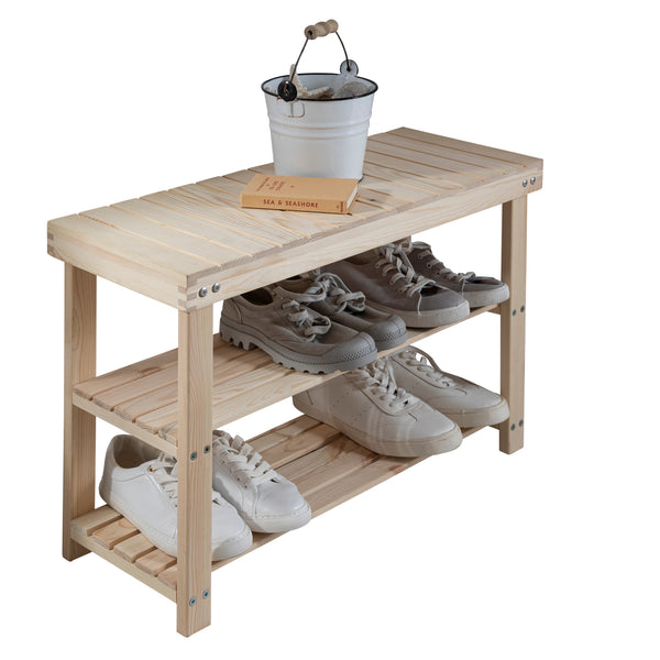 Shoe Rack Einar Small in Natural Pine