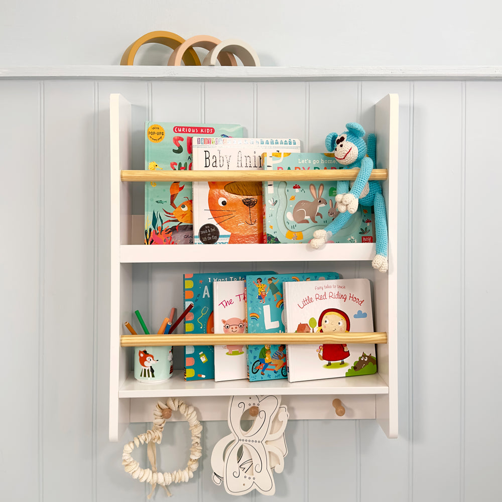 Howe Wall Mounted 2 Tier Display Bookcase & Coathook