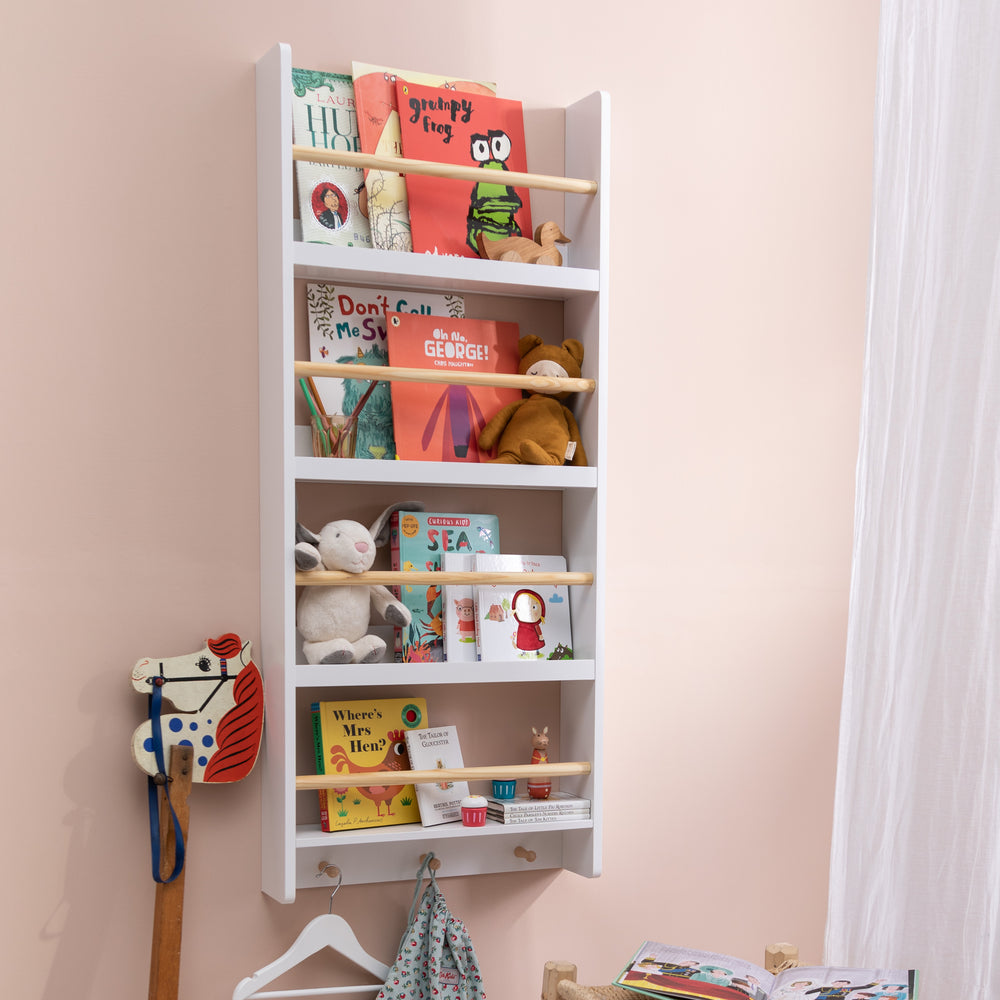 Howe Wall Mounted 3 Tier Display Bookcase & 3 Coathook