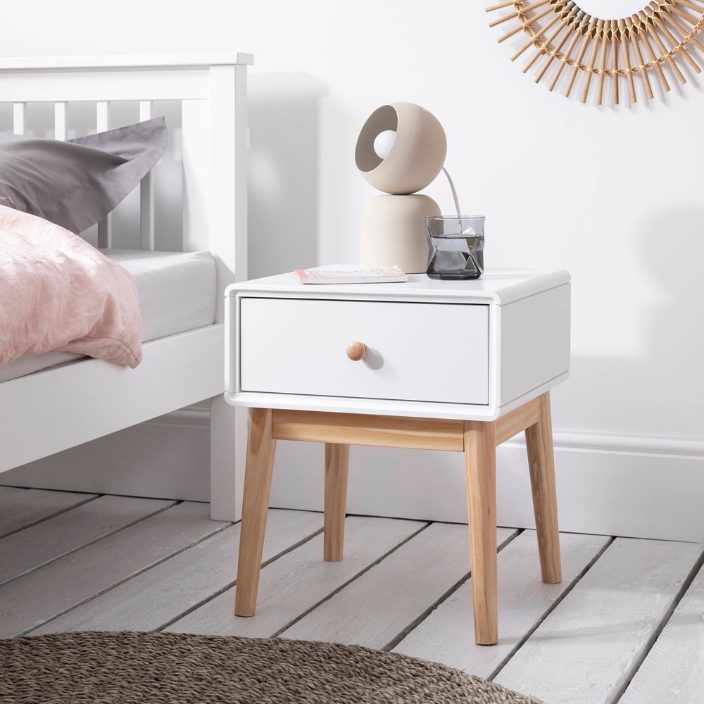 Side Table with Drawer in White