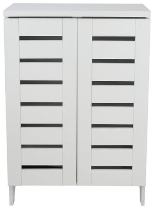 Slatted 2 Door Shoe Storage Cabinet - White 18106016