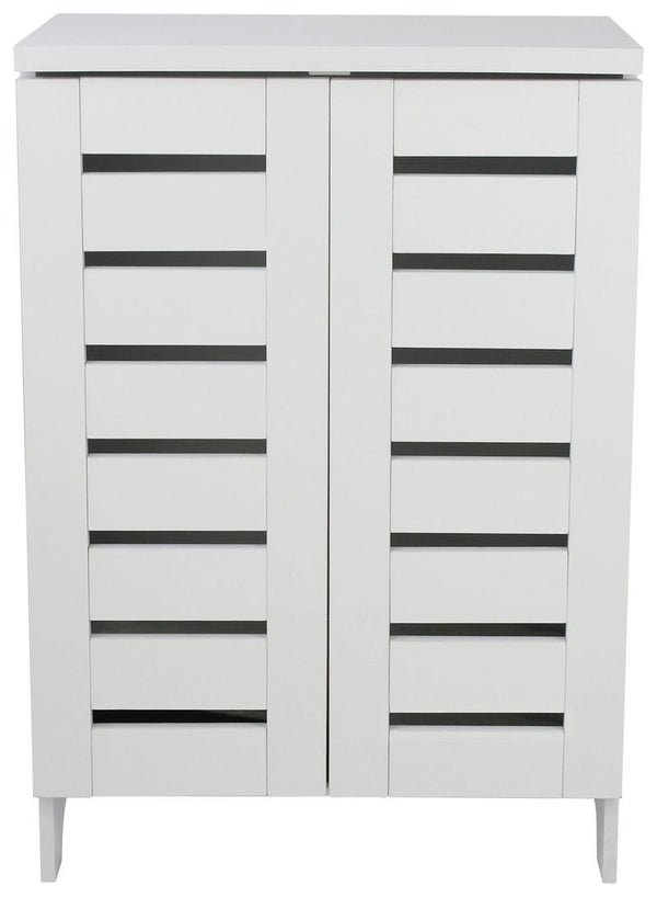 Slatted 2 Door Shoe Storage Cabinet - White 18106016
