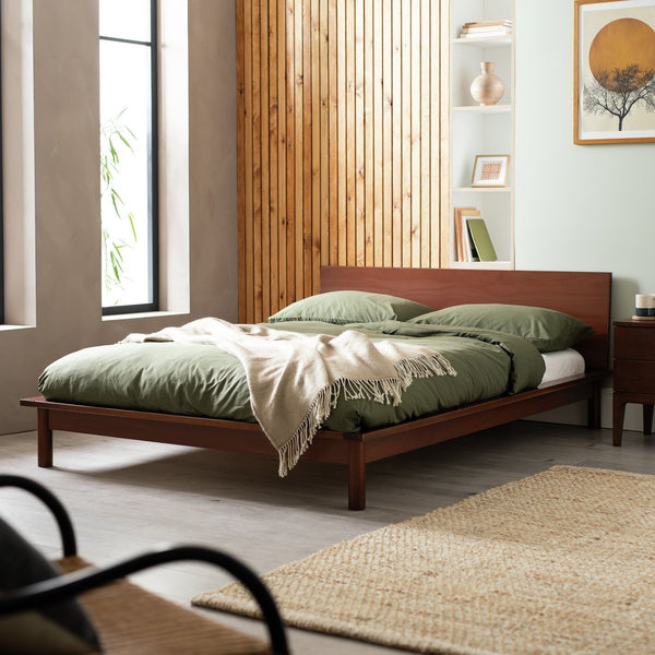 Habitat Akio Double Wooden Platform Bed Frame - Walnut 15642573