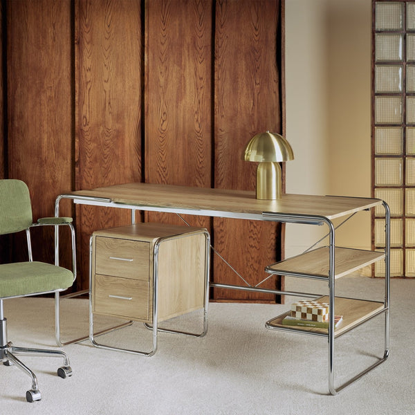 Habitat Albers Chrome Office Desk - Natural 17946514