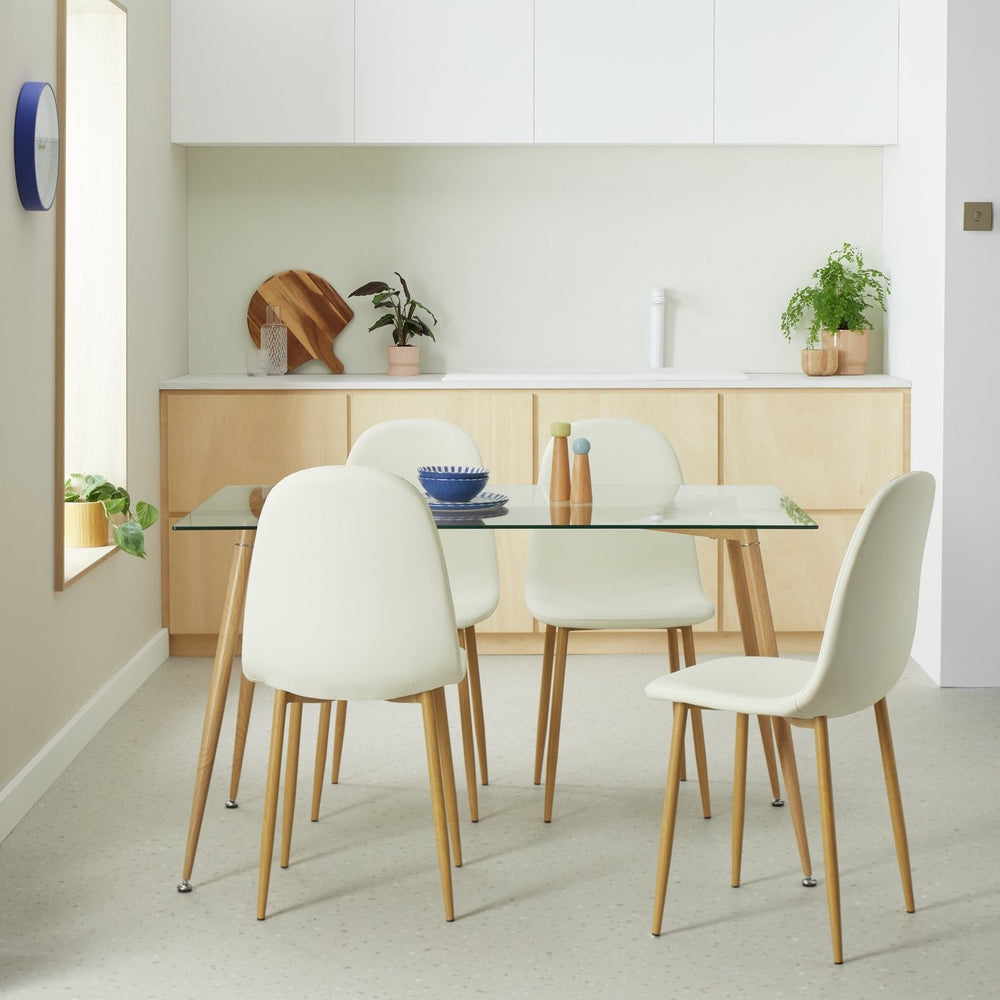 Habitat Beni Glass 4 Seater Dining Table - Natural 14375786