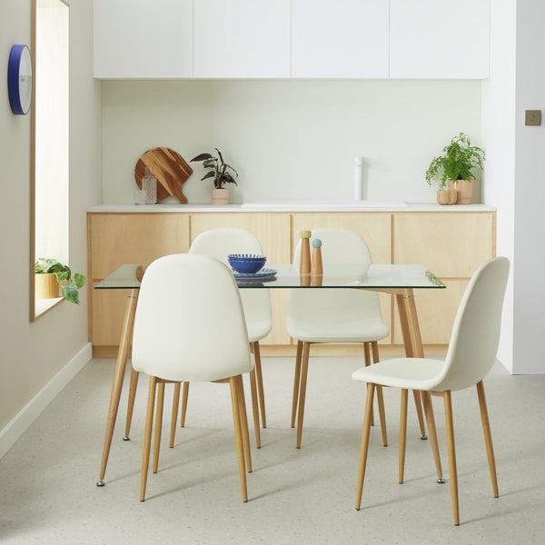 Habitat Beni Glass 4 Seater Dining Table - Natural 14375786