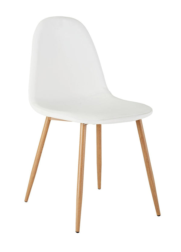 Habitat Beni Pair of Leather Effect Dining Chairs - White 18087441