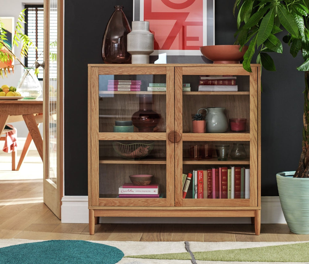 Habitat Cornelia 2 Door Glass Short Display Cabinet -Natural 17941746