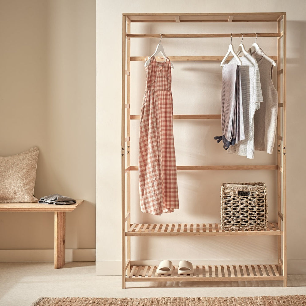 Habitat Cullen Double Bamboo Open Wardrobe - Oak 14356578