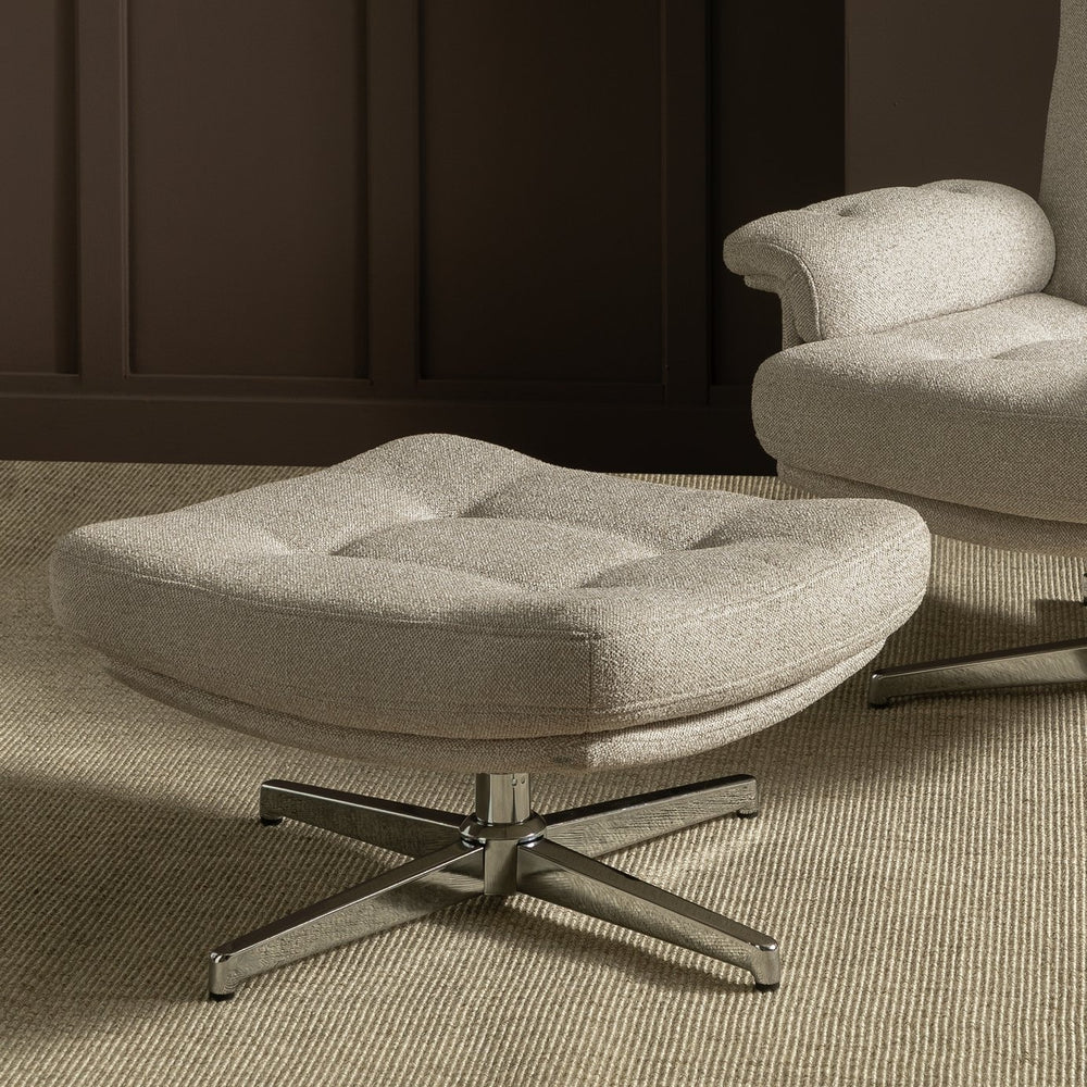 Habitat Dawson Fabric Swivel Footstool - Natural 17621004