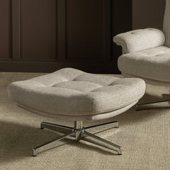 Habitat Dawson Fabric Swivel Footstool - Natural 17621004
