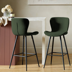Habitat Etta Pair of Fabric Bar Stools - Green 17653467