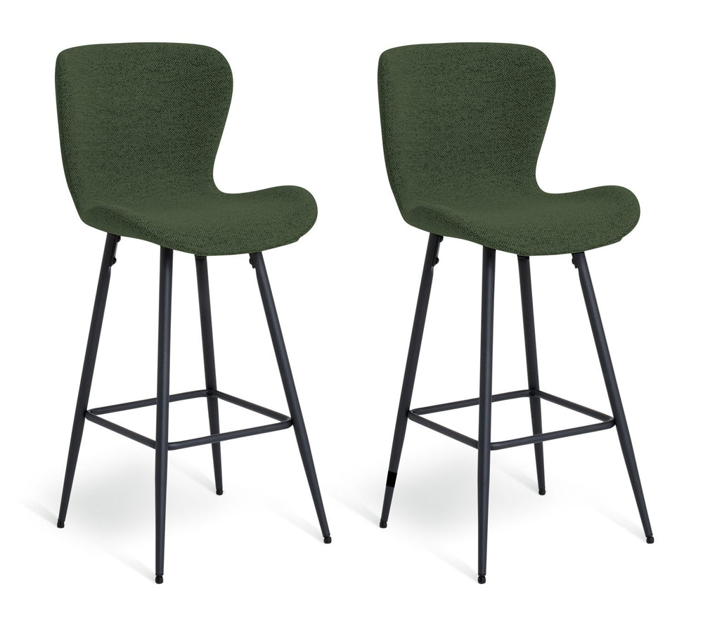 Habitat Etta Pair of Fabric Bar Stools - Green 17653467