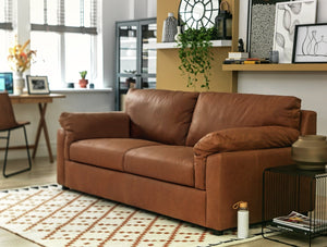 Habitat Florence Leather 3 Seater Sofa Tan 13412956