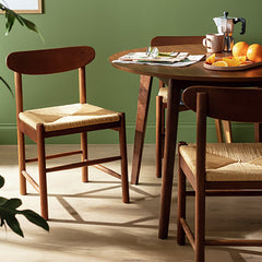 Habitat Hanna Pair of Wood Dining Chairs - Walnut 19594854