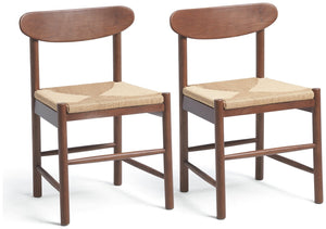 Habitat Hanna Pair of Wood Dining Chairs - Walnut 19594854