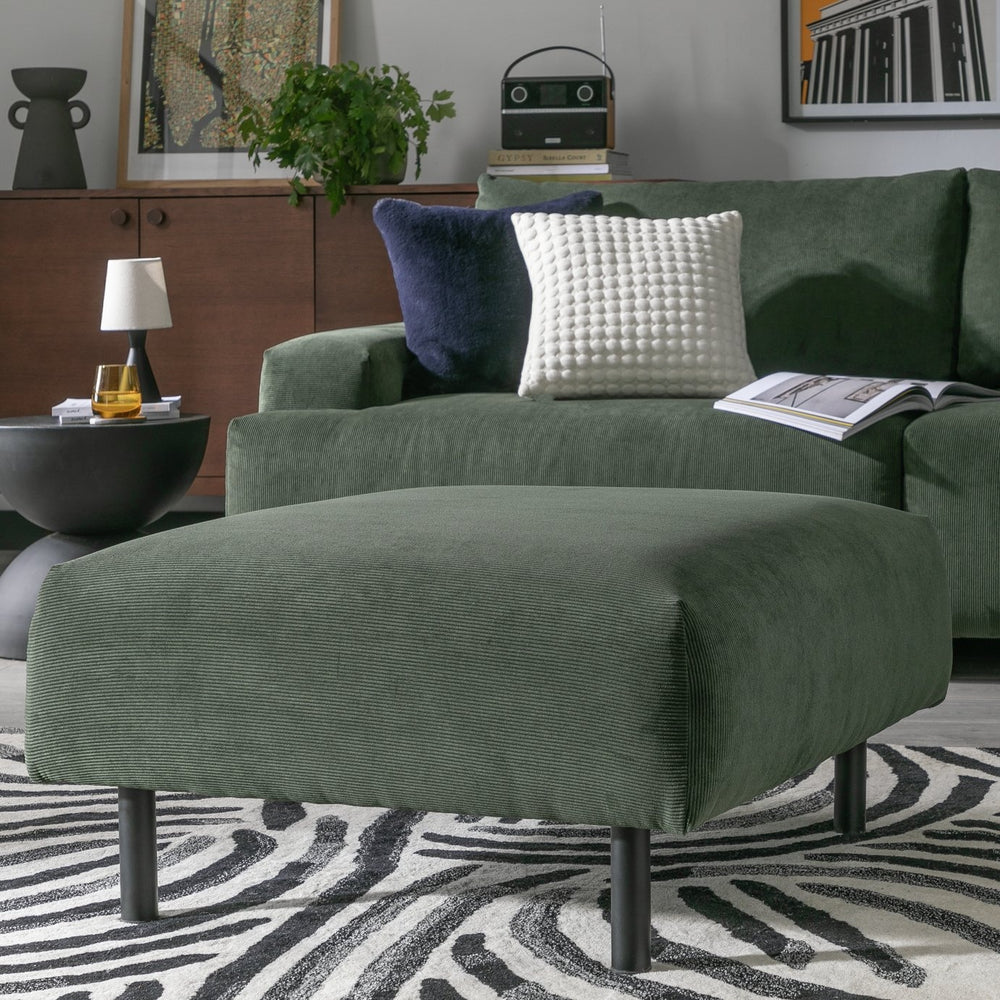 Habitat Julien Fabric Footstool - Dark Green 13630123