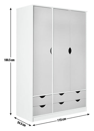 Habitat Kids Pagnell 3 Door 4 Drawer Wardrobe - White 16058788