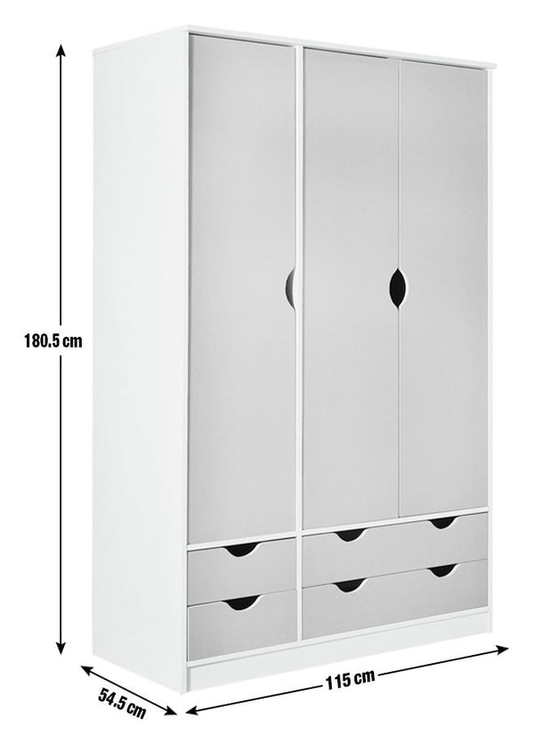 Habitat Kids Pagnell 3 Door 4 Drawer Wardrobe - White 16058788