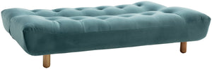Teal clic clac sofa bed with wooden feet