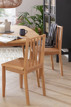 Habitat Nel Pair of Solid Wood Spindle Chair - Natural 19376759