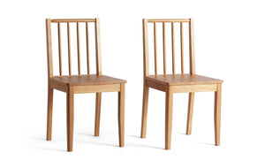 Habitat Nel Pair of Solid Wood Spindle Chair - Natural 19376759