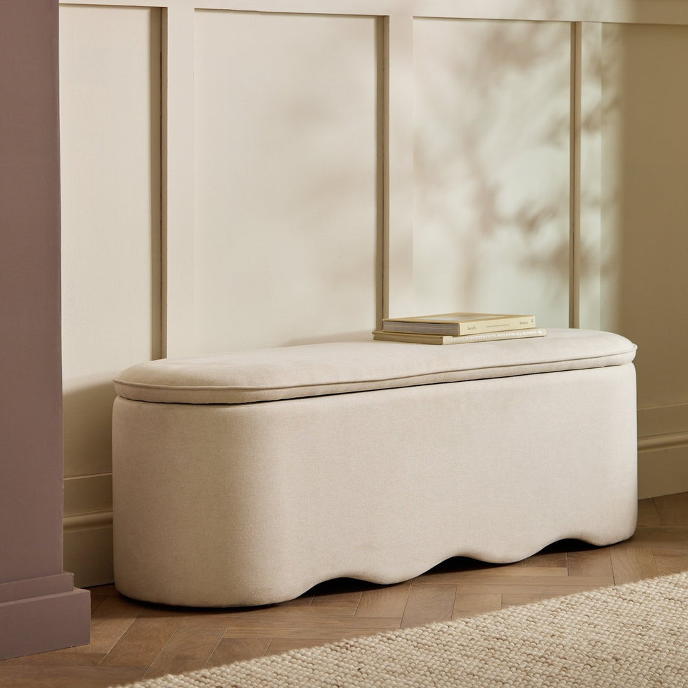 Habitat Onda Large Fabric Ottoman - Natural 17763364