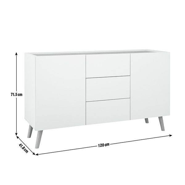 Habitat Skandi 2 Door 3 Drawer Sideboard - White Two Tone 15643455