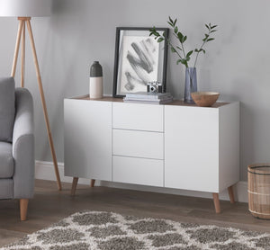 Habitat Skandi 2 Door 3 Drawer Sideboard - White Two Tone 15643455
