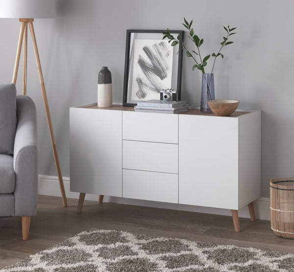 Habitat Skandi 2 Door 3 Drawer Sideboard - White Two Tone 15643455