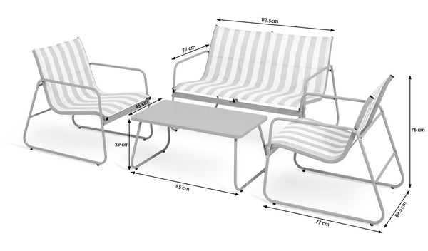 Habitat Stripe 4 Seater Metal Patio Set - Grey 17822669